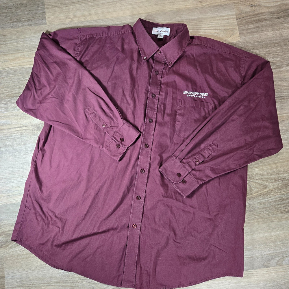 The Lodge Mississippi State Bulldogs Shirt Mens 2XL Maroon Long Sleeve Button Up